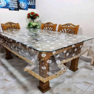 Transparent and Designed Table Cloth for 6 Seater Dining Table icon