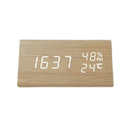 Triangle Wooden Style Digital LED Clock-Light Wood Color image