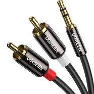 UGREEN 10590 3.5mm Male to 2RCA Male Cable 3m (Black) AV116 image
