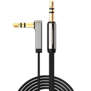 UGREEN 10599 3.5mm Male to 3.5mm Male Straight to Angle flat Cable 2m (Black) AV119 image