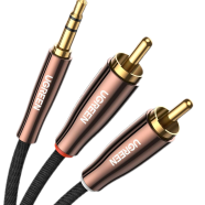UGREEN 3.5mm Male to 2RCA Copper Case Braided Aux Cable 1m AV170 - 80845 image