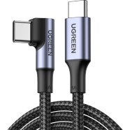 UGREEN 70643 USB-C 2.0 to Angled USB-C M/M Cable Aluminium Shell with Braided 1m (Black) US334 image