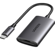 UGREEN 80888 USB-C to SD TF Memory Card Reader Alu Case CM401 image