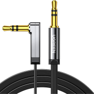UGREEN( AV119) 10728 3.5mm Male to 3.5mm Male Straigth to angle flat Cable 3m (Black) image