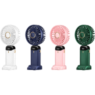 USB Handheld Mini Fan Foldable Portable Neck Hanging Fans 5 Speed USB Rechargeable Fan with Phone Stand and Display Screen image