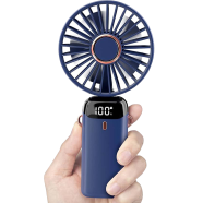 USB Handheld Mini Fan Foldable Portable Neck Hanging Fans 5 Speed USB Rechargeable Fan with Phone Stand and Display Screen image