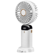 USB Handheld Mini Fan Foldable Portable Neck Hanging Fans 5 Speed USB Rechargeable Fan with Phone Stand and Display Screen image