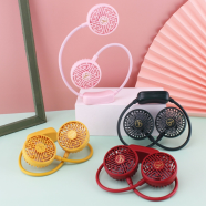USB Rechargeable Wearable Portable Hand Free Neckband Fan Personal Mini Neck Double Fans 3 Speed Adjustable For Outdoor image