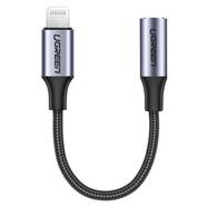 Ugreen 30756 Lightning M/F Round Cable Aluminum Shell with Braided 10cm (Black)