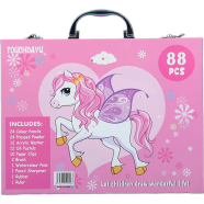 Unicorn Space Kids Art Set – Coloring, Drawing And Painting Crayons Acrylic Color Gift Set – 88 Pcs image