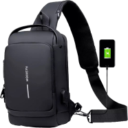 Usb Charging Men Multifuntional Pu Chest Bag image