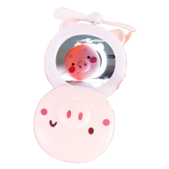 Usb Rechargeable Makeup Mirror Fan With Cute Led Ligh image