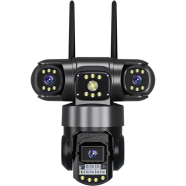 V380 New 3 Lens and 3 Screen SC28-G Black 5MP Security CCTV Wireless IP Security 4G Network PTZ Triple-Lens Camera image
