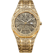 VALINK Men Watch,Mecca Edition Vintage Carved Watch Luxury Islamic Wrist Watch for Men Business image