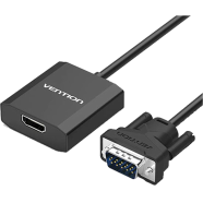 VENTION ACEB0 VGA To HDMI Converter With Female Micro USB and Audio Port 0.15M Black Metal Type image
