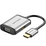 VENTION AFVHB HDMI To HDMI Plus VGA Converter 0.15M Gray Metal Type image