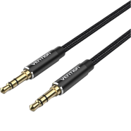 VENTION BAWBG Cotton Braided 3.5mm Male to Male Audio Cable 1.5M Black Aluminum Alloy Type image