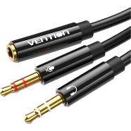 VENTION BBTBY 2 3.5mm Male to 4 Pole 3.5mm Female Audio Cable 0.3M Black ABS Type image