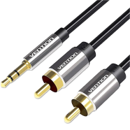 VENTION BCFBG 3.5mm Male to 2RCA Male Audio Cable 1.5M Black Metal Type image