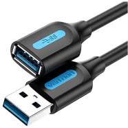 VENTION CBHBI USB 3.0 A Male to A Female Extension Cable 3M Black PVC Type image