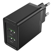 VENTION FBAB0-EU Two-Port USB 18/18W Wall Charger Black image