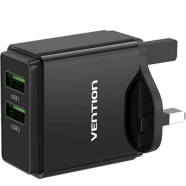 VENTION FBAB0-UK Two-Port USB 18/18W Wall Charger Black image