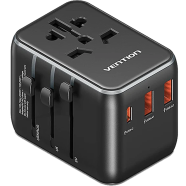 Vention FJEB0 20W 3-Port USB(C A A) Universal Travel Adapter - Black image