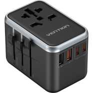 VENTION FJFB0 4-Port 65W GaN Universal Travel Adapter - Black image