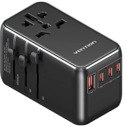 VENTION FJGB0 4-Port USB 100W/100W/20W/18W GaN Universal Travel Adapter Black image