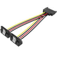 VENTION KDBBB SATA 15P Male to 90° 2*15P Female Power Splitter Cable 0.15M Black image