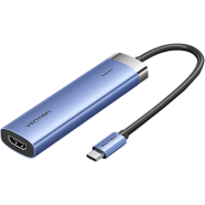 VENTION TGESB USB-C To HDMI/USB 3.0 x 3/PD Docking Station 0.15M Blue Aluminum Alloy Type image