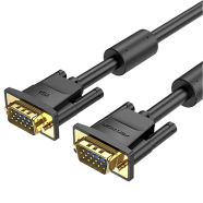 VENTION VAG-B04-B2500 VGA(3 Plus 6) Male To Male Cable With 2 Ferrite Core 25M Black image