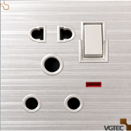 VGTEC 2 plus 3 Pin Round Socket with Socket (Crystal Series) image
