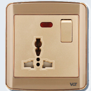 VGTEC 3 Pin MF Socket With Switch (Golden Series) image