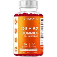VITAMATIC Vitamin D3 And K2 Gummies 60 Count For Bone Heart And Immune Health Calcium Absorption Plant Based image