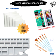 Value Pack For Artist 12x12 Acrylic Color 6 Pcs Blue Brush 1set 5pcs Canvas 4x4 6x6 8x8 10x10 12x12 Medium Color Platte 1pcs 24 Pcs Set image
