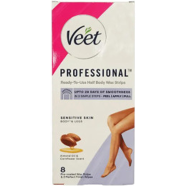 Veet Professional Ready To Use Half Body Wax Strips For Sensitive Skin 8 Strips image