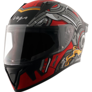 Vega Bolt Superhero Dull Black Red Helmet image