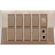 VGTEC 8 Gang switch with fan dimmer and 2 pin socket (Platinum series) image