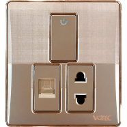 VGTEC Internet socket and 2 Pin socket with switch (Platinum series) image