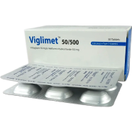 Viglimet 50 mg, 500 mg Tablet 6's Strip image