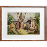 Mahmudur Rahman Rial Village House Watercolor - (27X20)inches