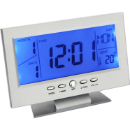Voice Control Back Light LCD Table Clock with Alarm image