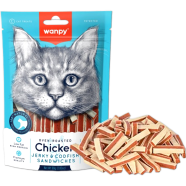 Wanpy Chicken Jerky and Codfish Sandwiches for Cats 80g icon