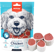 Wanpy Oven-Roasted Dog Treat Chicken Jerky and Codfish Sushi 100 gm image