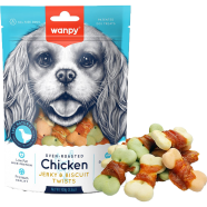Wanpy Oven-Roasted Dog Treat Chicken Jerky and Biscuit Twists 100 gm image