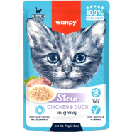 Wanpy Stew in Gravy Kitten Pouch Cat Food Chicken and Duck 70gm image