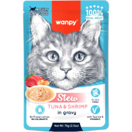 Wanpy Stew in Gravy Pouch Cat Food Tuna andShrimp 70gm image