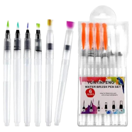 Water Color Brush Pen Set: Ohuhu Set of 6 Watercolor Paint Brushes for Water Soluble Colored Pencil Watercolor Water-Base Markers Powdered Pigment Watercolor Paints Ideal for Adults Teens Artists image