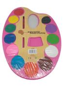 Water Colors Plastic Artist Palette with brush, for kids (Medium Size) - 12 Pcs image